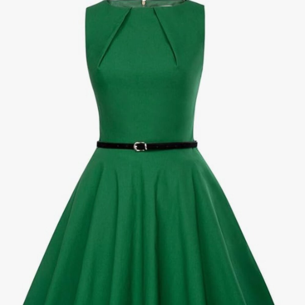 Bell Poque Boat Neck Retro Fit and Flare Sleeveless Dress size L